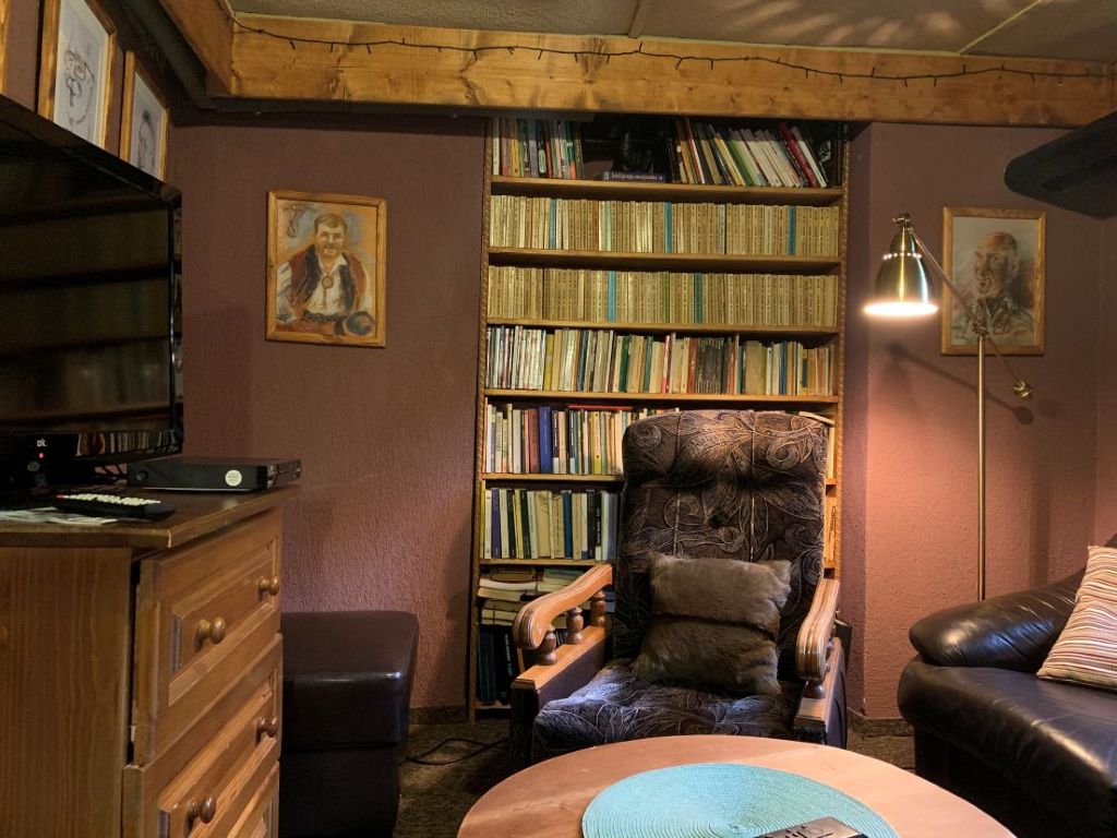 TV room with books